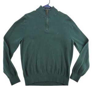 NAUTICA Sweater Men's Long Sleeve 1/4 Zip High Neck Sailboat Green Large